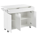 K&K 53.2'' Kitchen Island With Drop Leaf, Kitchen Storage Cart With Spice Rack, Towel Rack And 2 Drawers, Rolling Kitchen Island On Wheels With Adjustable Shelves For Kitchen, Dining Room, White White Brown Kitchen Artsy,Casual,Classic,Minimalist,Modern