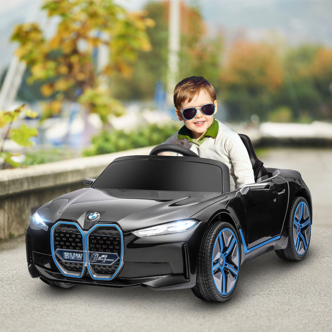 Aosom Electric Car For Kids, 12V Licensed Bmw Ride On Car With 2.4G Remote Control, Suspension System, Horn Honking, Music, Lights For Boys And Girls, Black Black Plastic