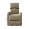 The Sandy Recliner Chair Tan Polyester Power Remote Wood Soft Cushion Back Push Button Fiber Foam Pads Polyester