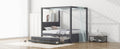 Full Size Upholstery Canopy Platform Bed With Trundle And Three Storage Drawers, Gray Full Gray Upholstered