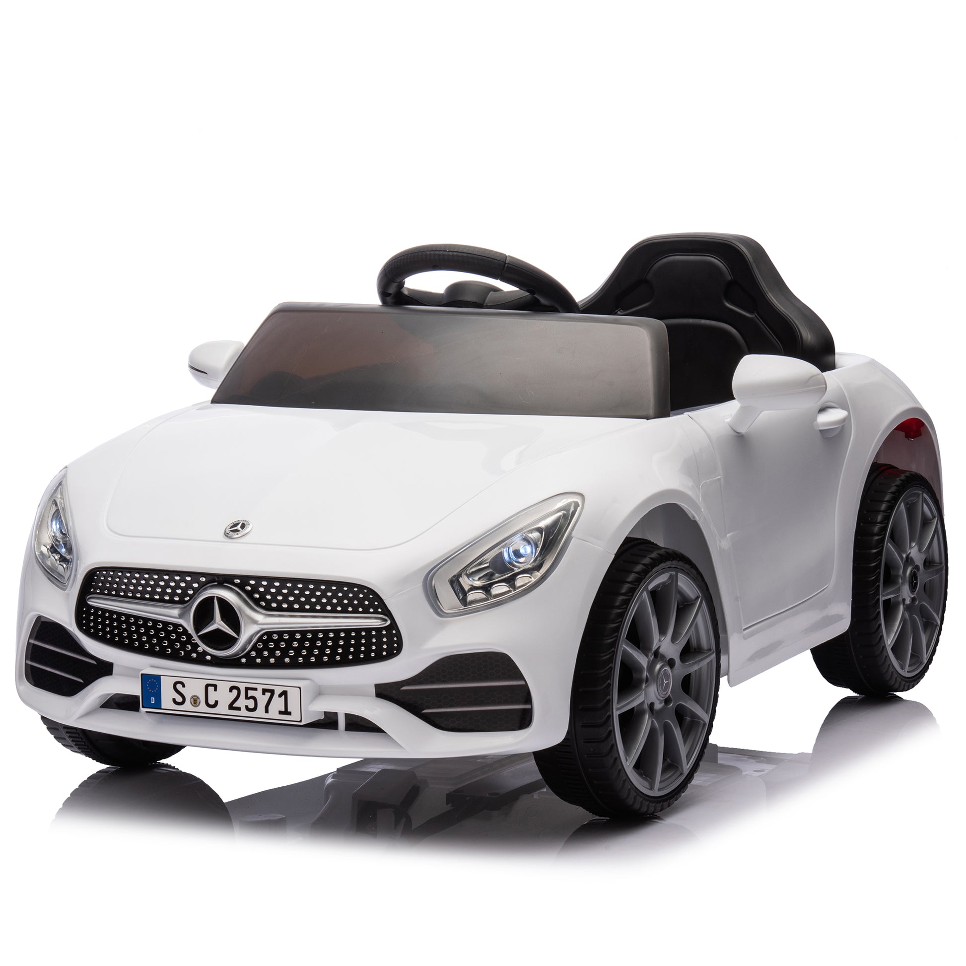 Licensed Mercedes Benz Cls 350,12V Kids Ride On Toy Car W Parents Control,2Wd,Four Wheel Suspension,Music,Bluetooth,Led Light,Usb,Power Display,Volume Adjustment,Speeds 1.24 3.11Mph For Kids Aged 2 4. White 50 99 Lbs Polypropylene