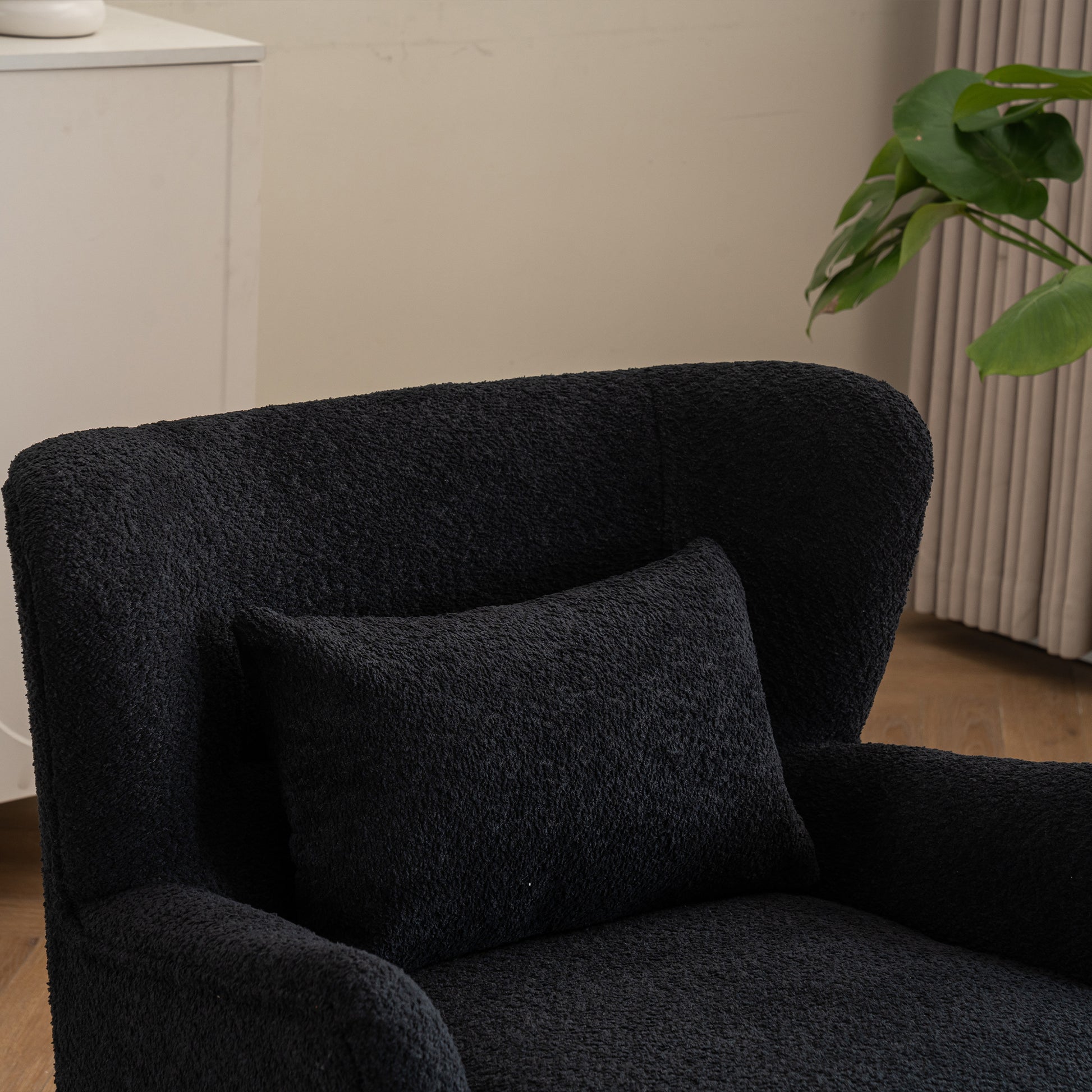 Modern Luxury Velvet Swivel Chair, 360 Swivel Comfort Round Armchair, Single Sofa Chair With Lounge Seat For Bedroom Office Reading Space, Set Of 1 ,Black Black Wood