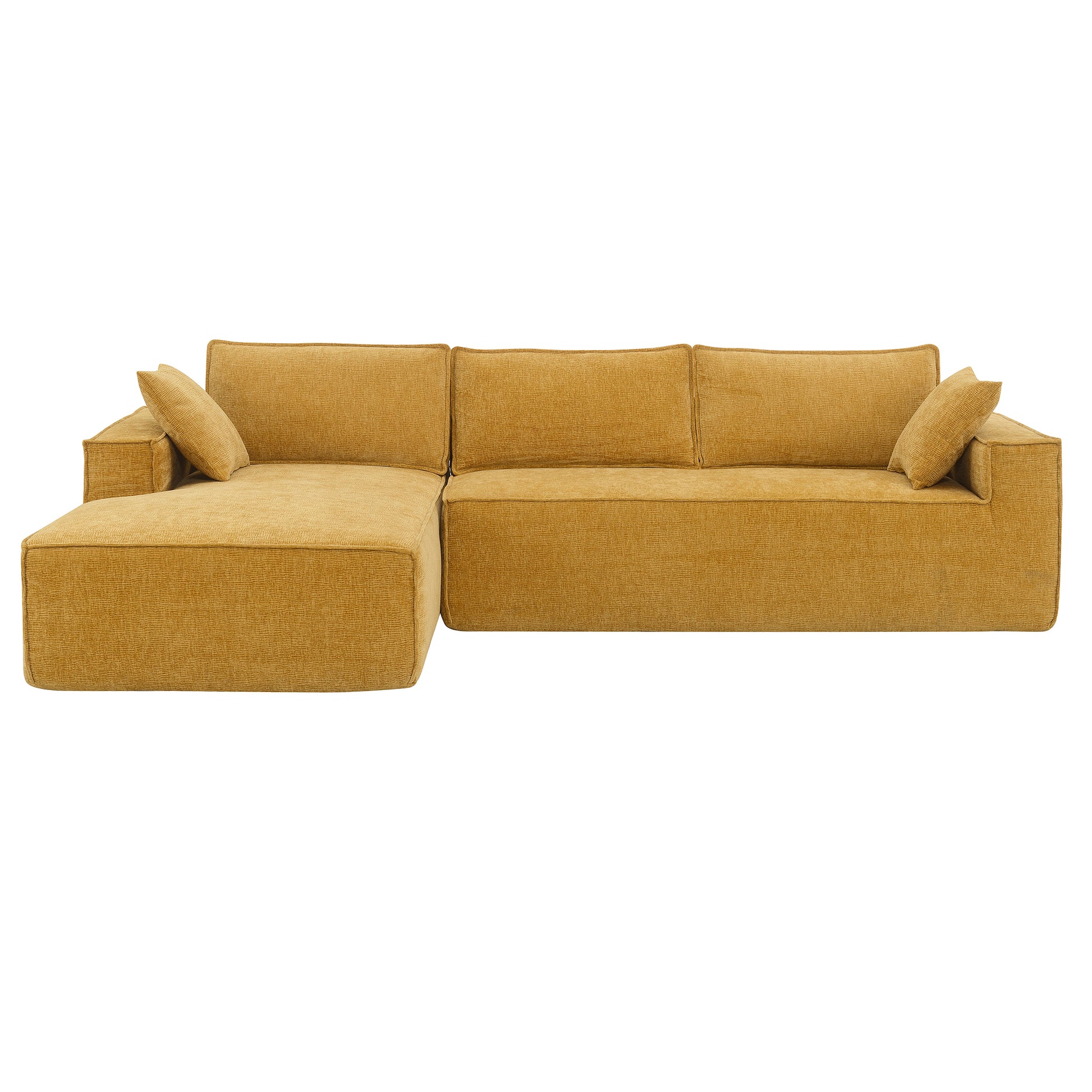 111.5*72"Minimalist Style Modular Sectional Sofa,Wrinkle Resistant Chenille Couch Set,L Shaped Sleeper Sofa Bed For Living Room,2 Pic Free Combination,No Assembly Require,3 Colors Yellow Chenille 4 Seat