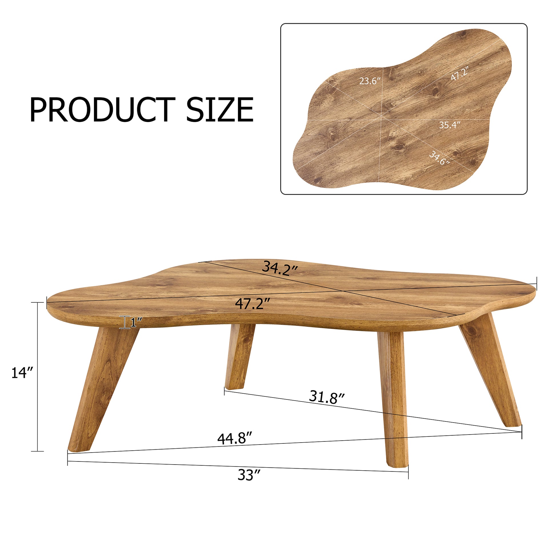 Modern Minimalist Wood Color Table Top. Solid Wood Legs, Cloud Shape To Give You A Experience, Computer Desk. The Game Table. Suitable For Dining And Living Rooms. Wood Mdf