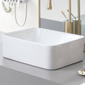 Vessel Bathroom Sink Basin In White Ceramic Single Basin Ceramic Farmhouse Kitchen Sink With Basket Strainer White Ceramic