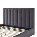 Full Size Modern Design Bed Frame Upholstered Queen Bed Frame Platform With Headboard Fabric Headboard Wooden Slats Support, No Box Spring Needed,Mattress Foundation,Dark Grey Full Dark Grey Fabric