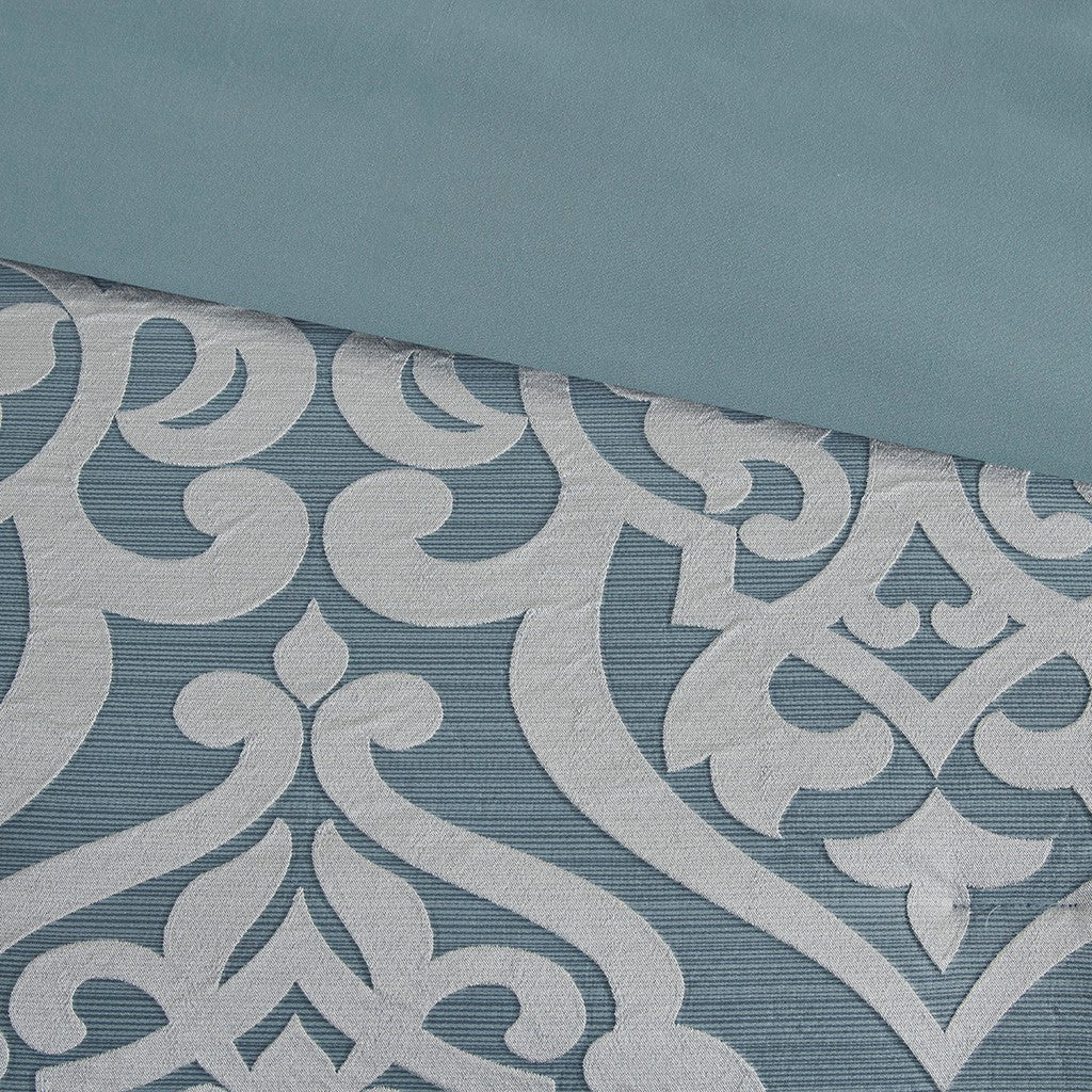 8 Piece Jacquard Comforter Set Aqua Silver King King Aqua Silver Polyester