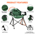 Hammock Camping Chair Folding 350 Lbs Foldable Portable Rocking Chairs For Adults Outside Swinging Camp With Stand Lawn Garden Hanging Outdoor Green Iron