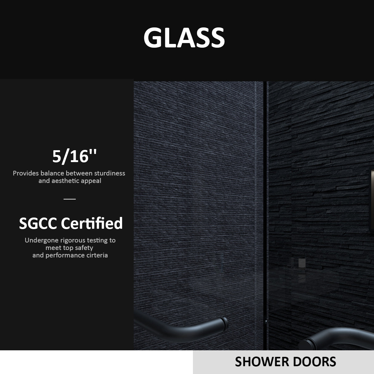 Semi Frameless Sliding Shower Door 56 60 In. W X 72 In. H, Bathroom Sliding Door With 5 16" Clear Tempered Glass, Matte Black Finish, Designed For Smooth Door Closing Matte Black Stainless Steel