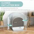 Pawhut Cat Litter Box With Lid, Covered Litter Box For Indoor Cats With Tray, Scoop, Filter, 17