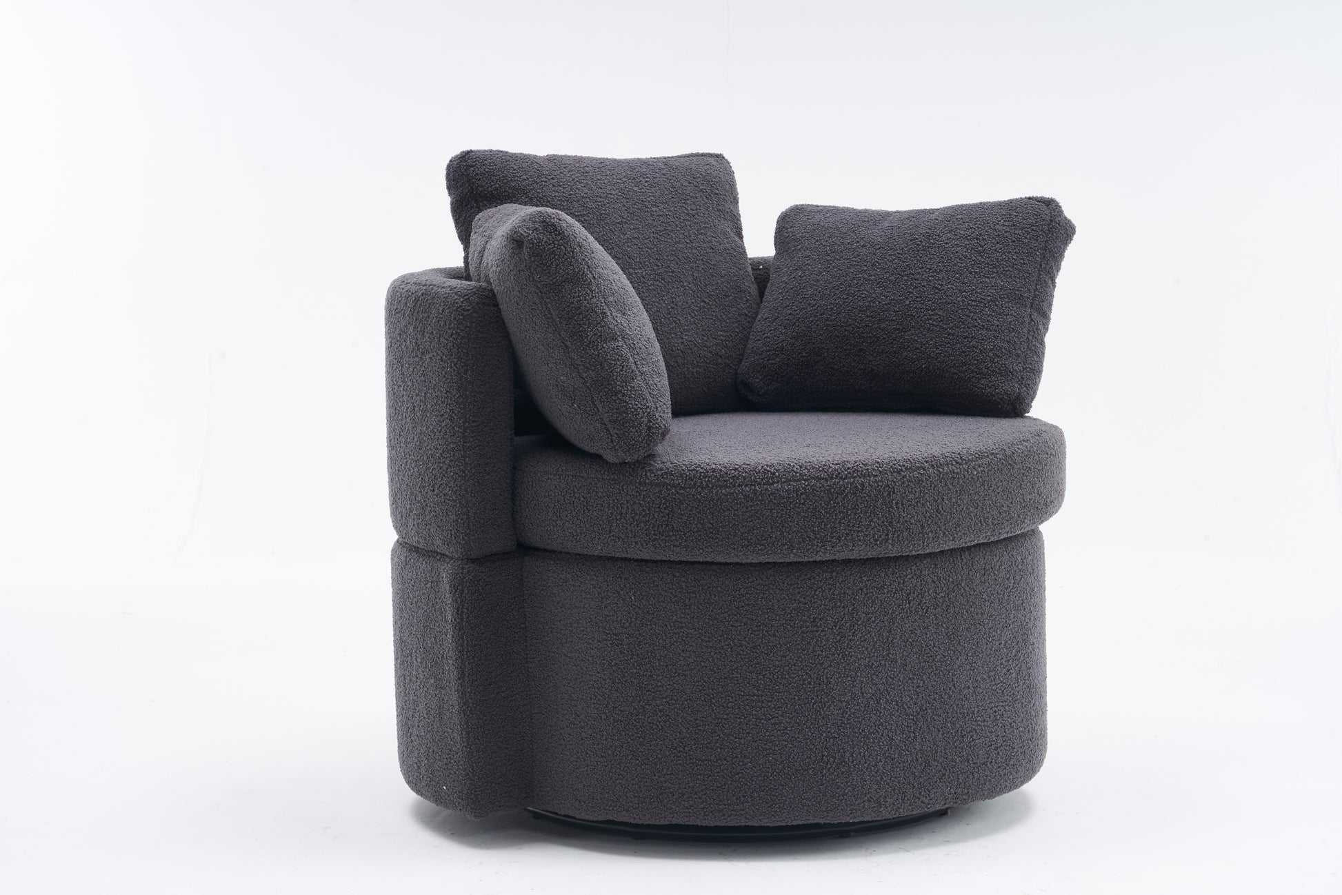 029 Teddy Fabric Swivel And Storage Chair With Back Cushion For Living Room,Dark Gray Dark Gray Primary Living Space Modern Foam Teddy