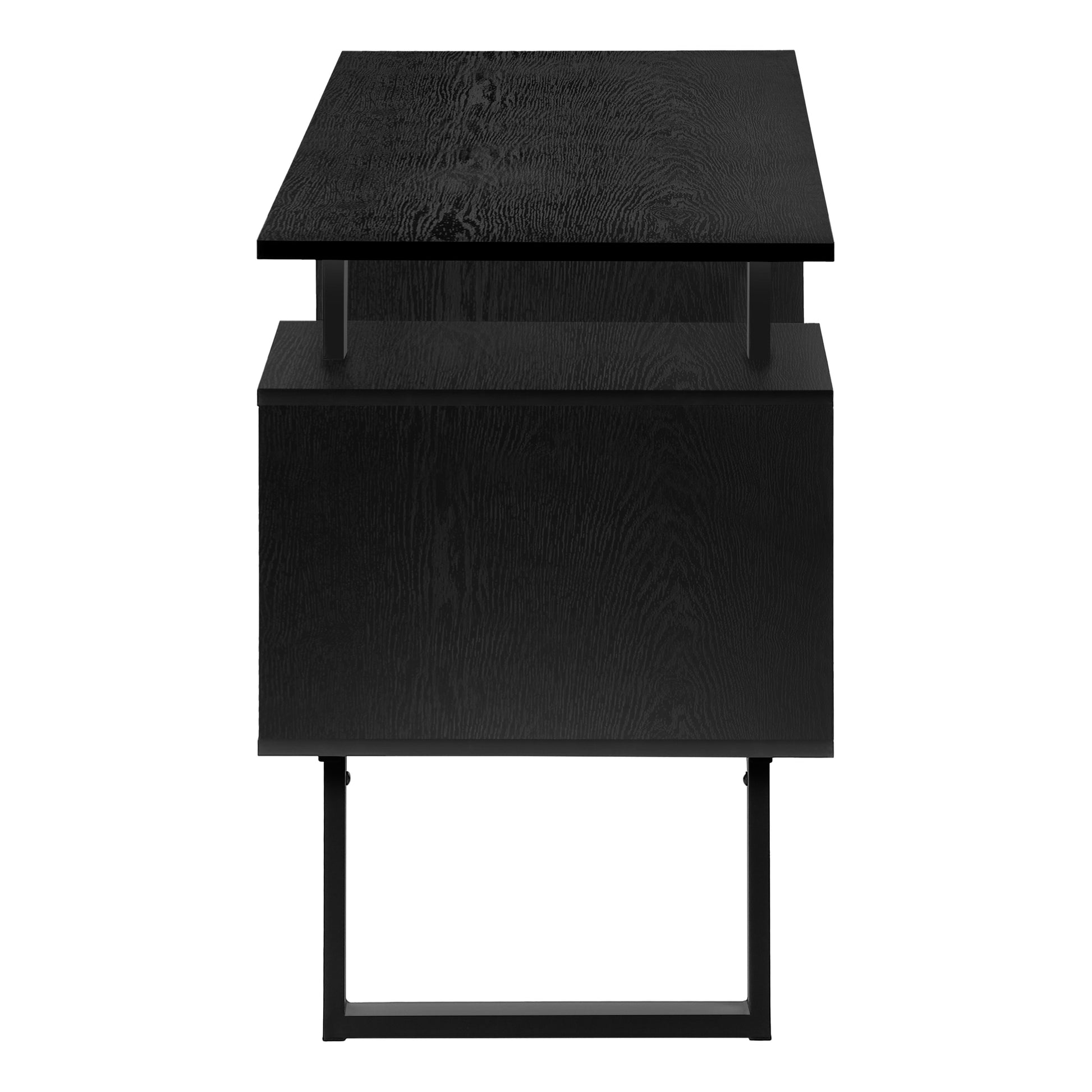 Computer Desk, Home Office, Laptop, Storage, 48"L, Work, Black Laminate, Black Metal, Contemporary, Modern Black Particle Board