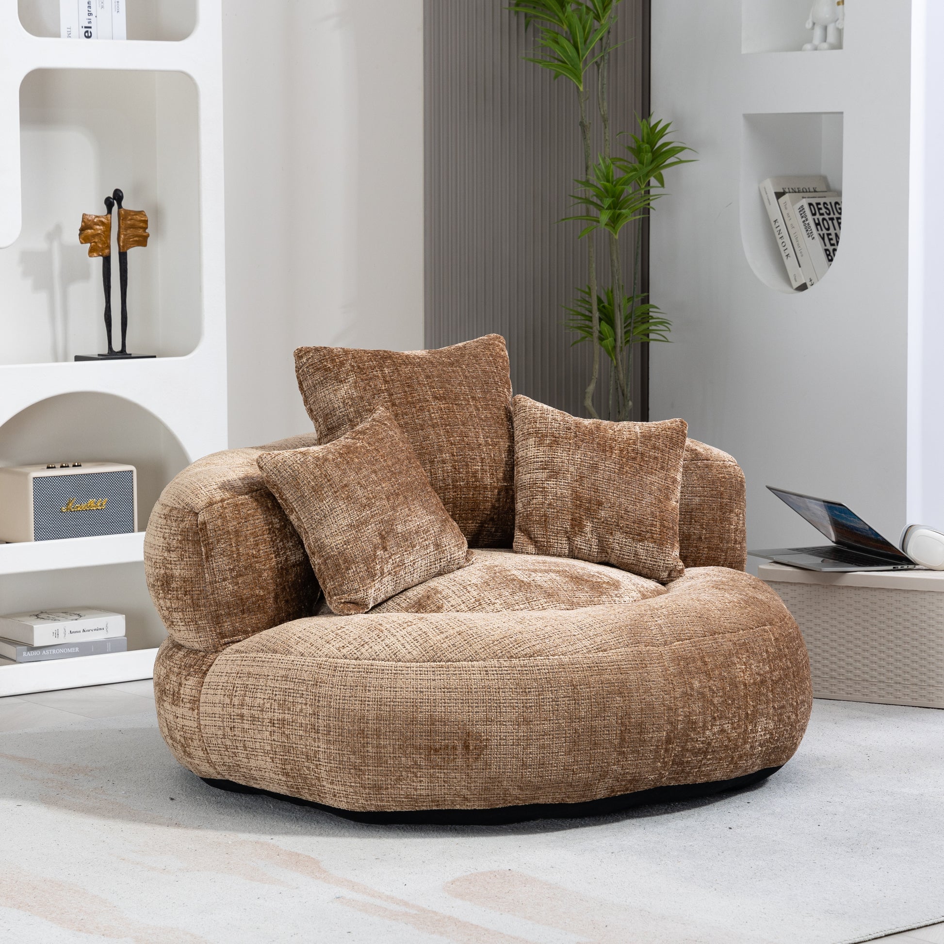 Coolmore Lazy Sofa Durable Comfort Lounger High Back Bean Bag Chair Couch With Three Pillows For Adults And Kids, Indoor & Outdoor, Single Gaming Sofa Chair For Bedroom,Office Coffee Chenille Coffee Foam Chenille 1 Seat