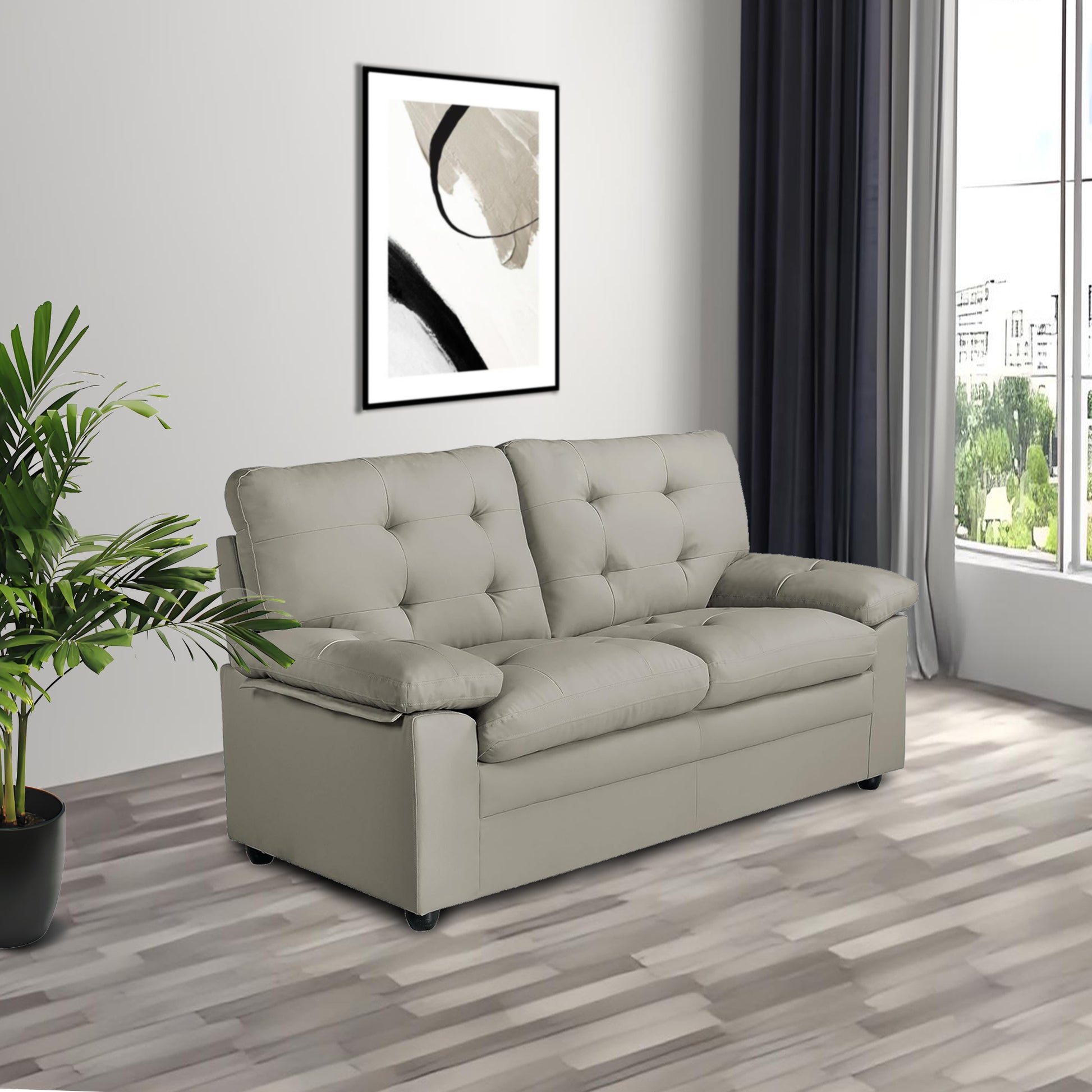 Apartment Beautiful Seat Love, 2 Seat, Grey Faux Leather Grey Pu 2 Seat