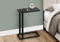 Accent Table, C Shaped, End, Side, Snack, Living Room, Bedroom, Black Laminate, Black Metal, Contemporary, Modern Black Mdf