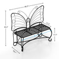Butterfly Cast Metal Garden Bench, Outdoor Bench Patio Seat, Park Bench Outdoor Seating For Garden, Yard, Park, Entryway Black Garden & Outdoor 2 Person Seating Group Metal