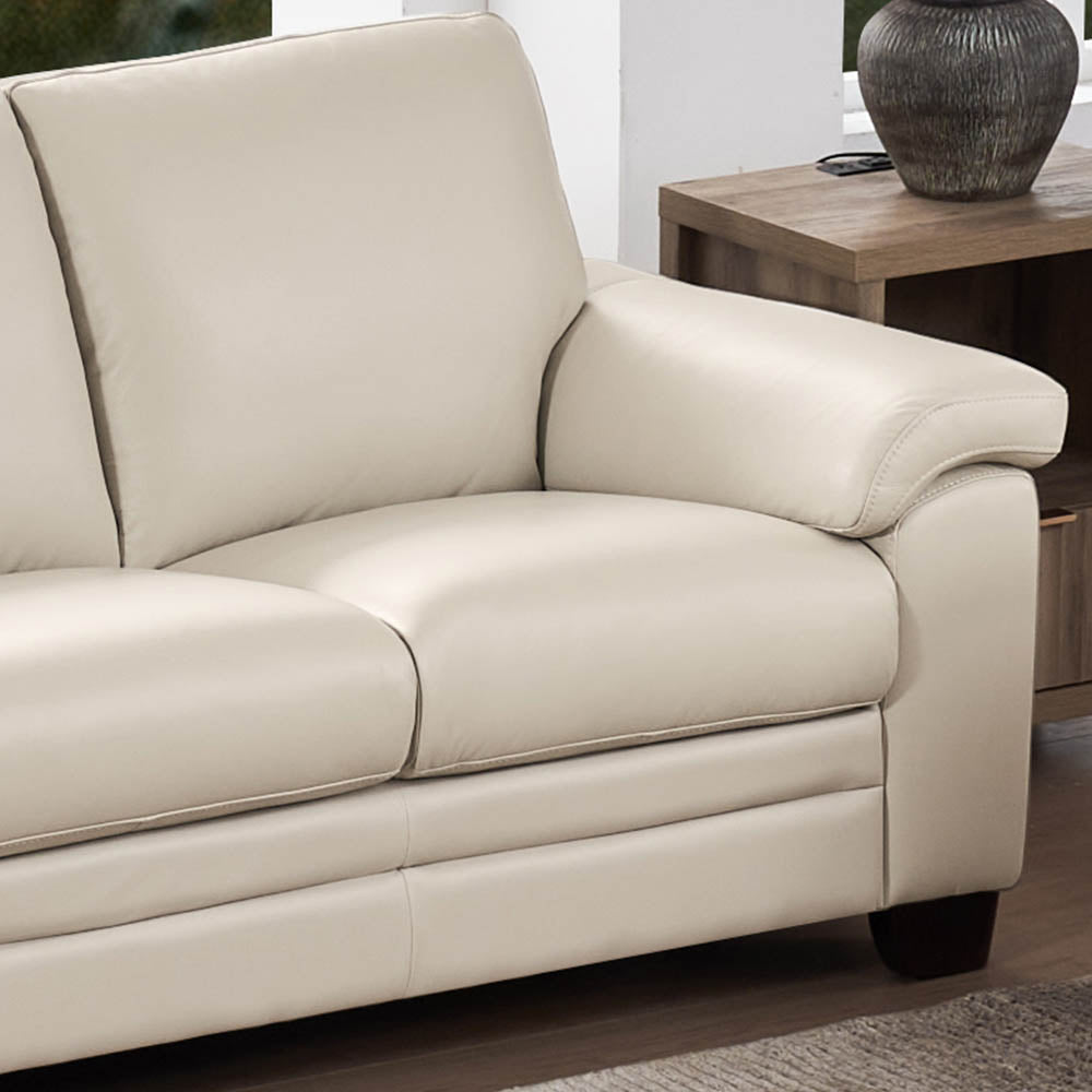 Magnum Leather Sofa Beige Memory Foam Genuine Leather 3 Seat