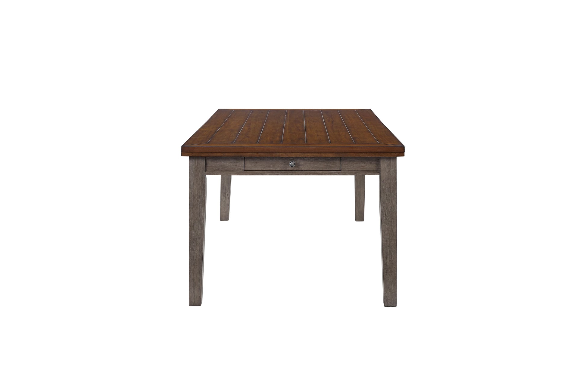 Casual Two Tone 6 Drawer Dining Table Gray Solid Wood Mdf