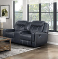 Modern Living Room Furniture 3Pc Reclining Sofa Set Bluefaux Leather Upholstery Sofa Loveseat Swivel Reclining Chair, Cup Holders, Power Outlets, Usb Ports Blue Faux Leather Wood Primary Living Space Modern Plywood,Solid Wood 6 Seat