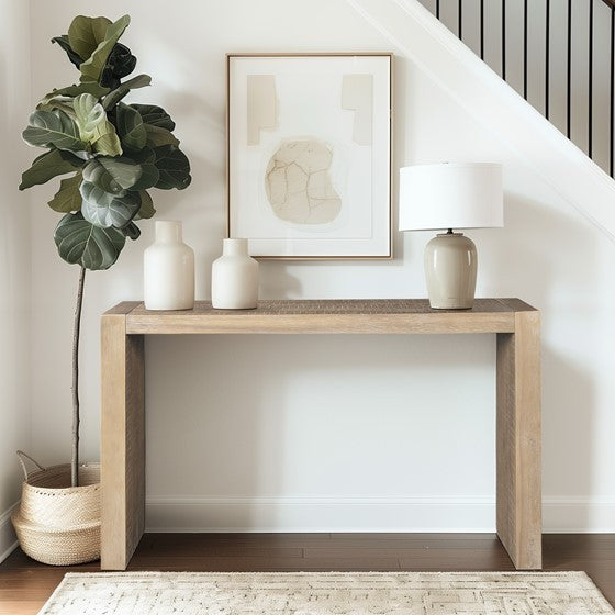 54" Console Table Natural Wood