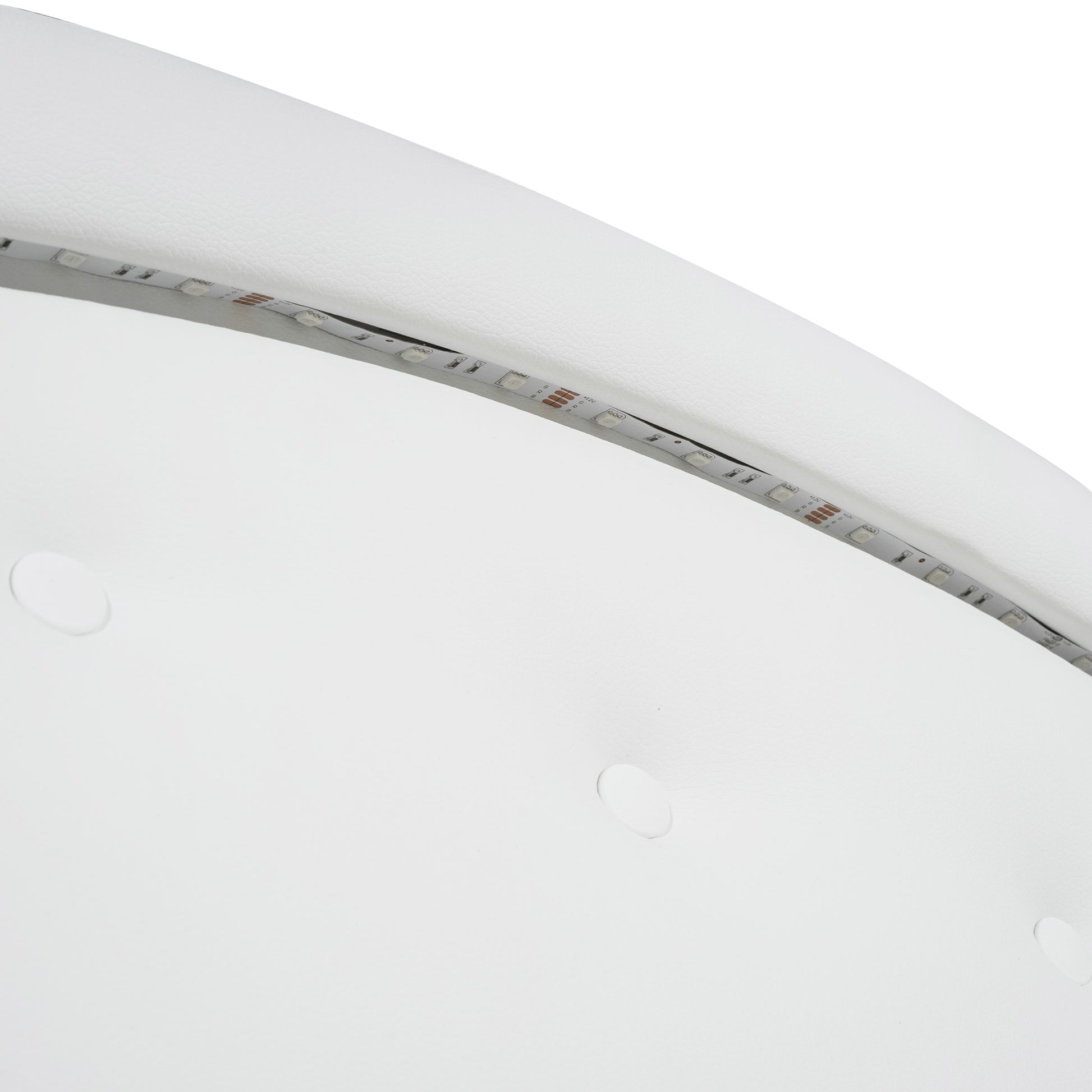 Queen Size Upholstered Platform Bed With Tufted Headboard, Led And 2 Drawers, White Box Spring Not Required Queen White Wood Bathroom Bed Frame Faux Leather Upholstered