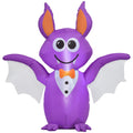 Outsunny 6Ft Inflatable Halloween Decoration Bat, Blow Up Outdoor Led Yard Display, Waterproof Purple Polyester