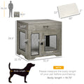 Pawhut Dog Crate Furniture With Soft Water Resistant Cushion, Dog Crate End Table With Drawer, Puppy Crate For Small Dogs Indoor With 2 Doors, Grey Grey Mdf