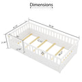 Twin Size Floor Bed, Integral Construction With Super High Security Barrier, Door, Children'S Floor Bed Frame, Montessori Wooden Children'S Floor Bed, Support Slat White Box Spring Required Twin White Wood Brown Bedroom American Design,Artsy Pine Bed