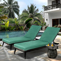 2Pcs Set Outdoor Lounge Chair Cushion Replacement Patio Funiture Seat Cushion Chaise Lounge Cushion Green Green Polyester