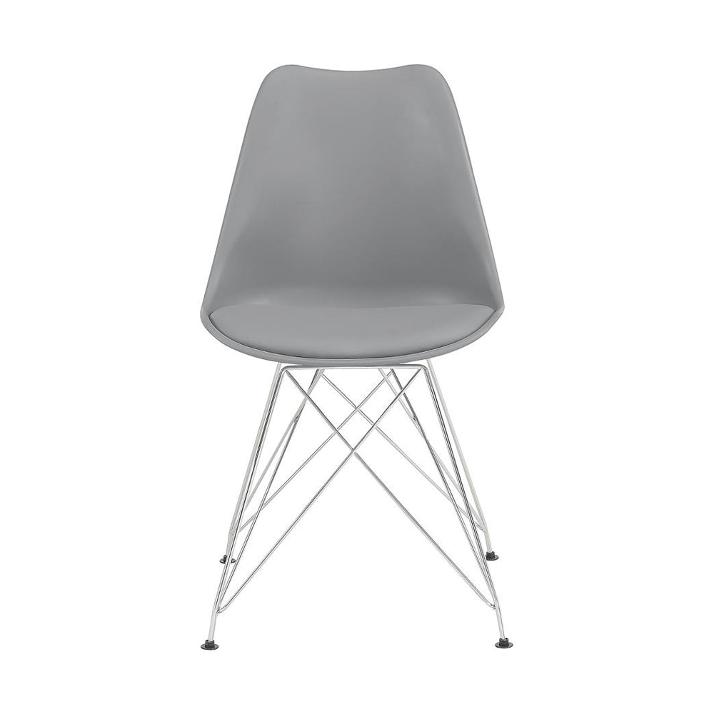 Set Of 2 Polypropylene Side Chairs, Grey Grey Rectangular Set Of 2 Metal,Polypropylene