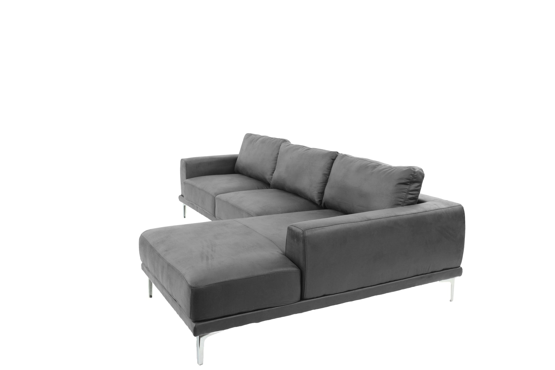 Left Facing Sofa, Right Facing Chaise Sectional Set Antique Grey Sleek Modern 2Pc Sectional W Pillows Antique Gray Faux Leather Primary Living Space Cushion Back Classic,Contemporary,Modern L Shaped Pine Metal 5 Seat