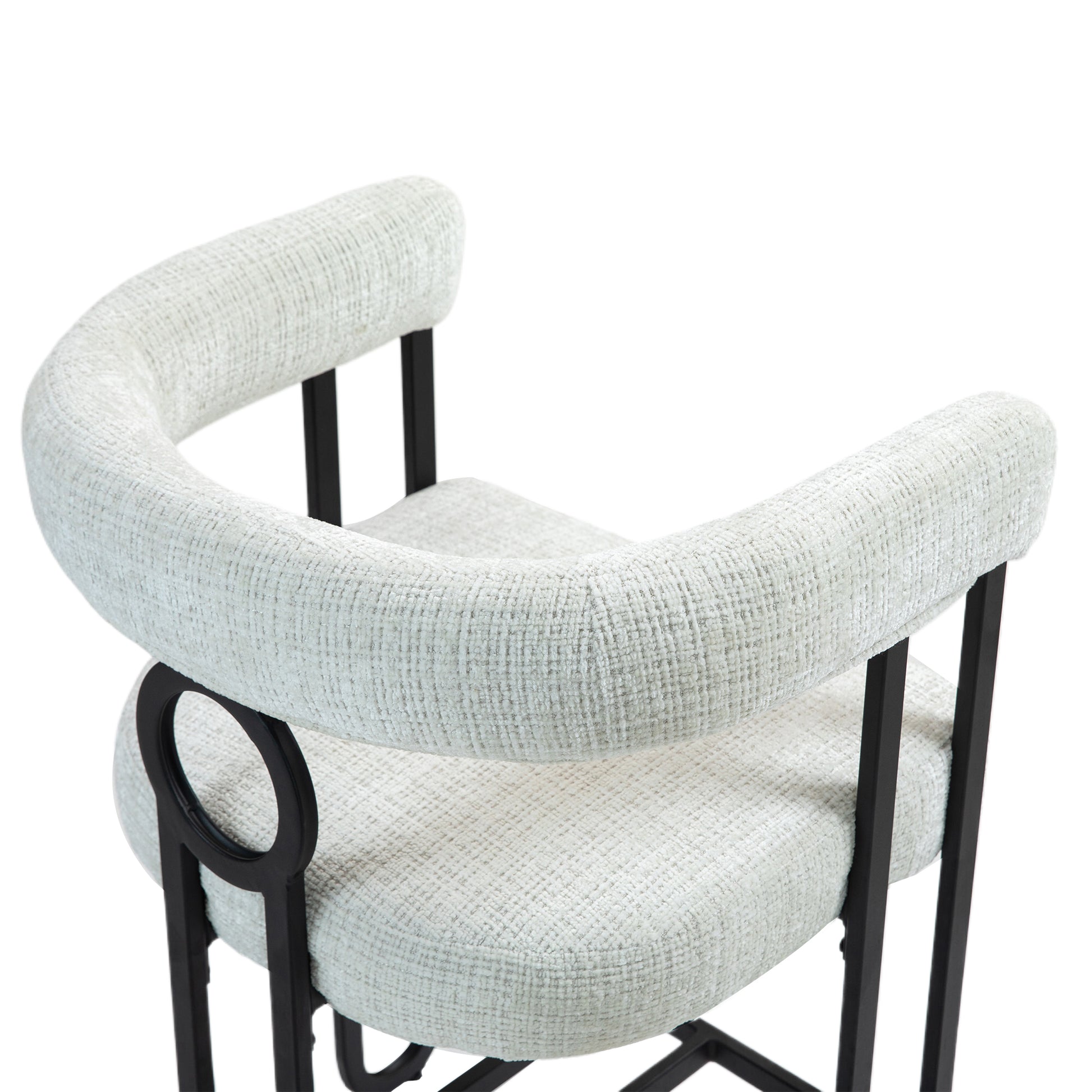 Coolmore Bar Stools Set Of 2, Modern Bar Stool With Back, Black Metal Frames, Upholstered Bar Stools For Kitchen Island, Pub, Club Beige Chenille Beige Dining Room Foam Chenille