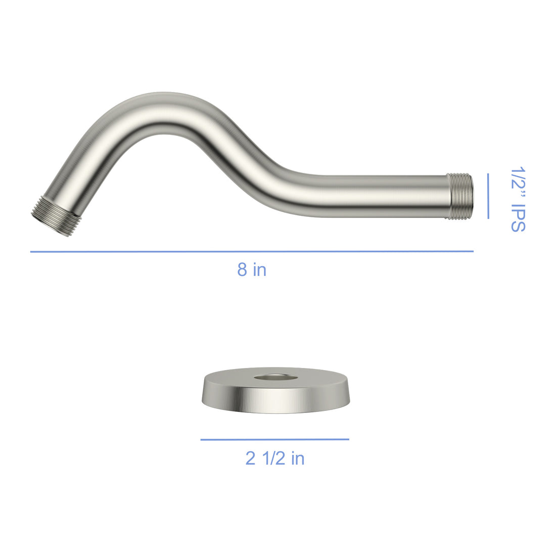 8" Shower Arm With Flange, Brushed Nickel Brushed Nickel Stainless Steel