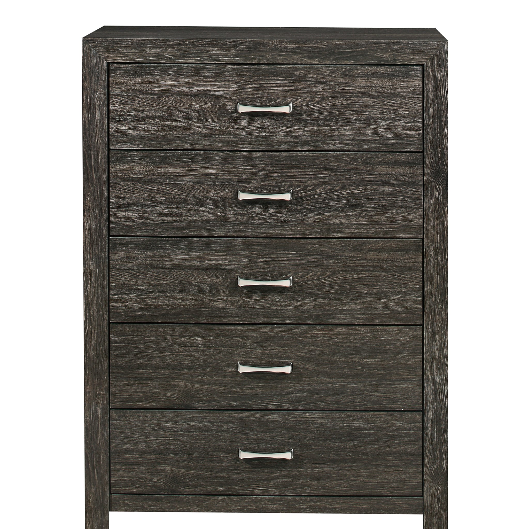 Dark Gray Finish Storage Drawers Chest 1Pc Chrome Tone Handles Contemporary Design Bedroom Furniture Dark Gray Bedroom Contemporary Wood