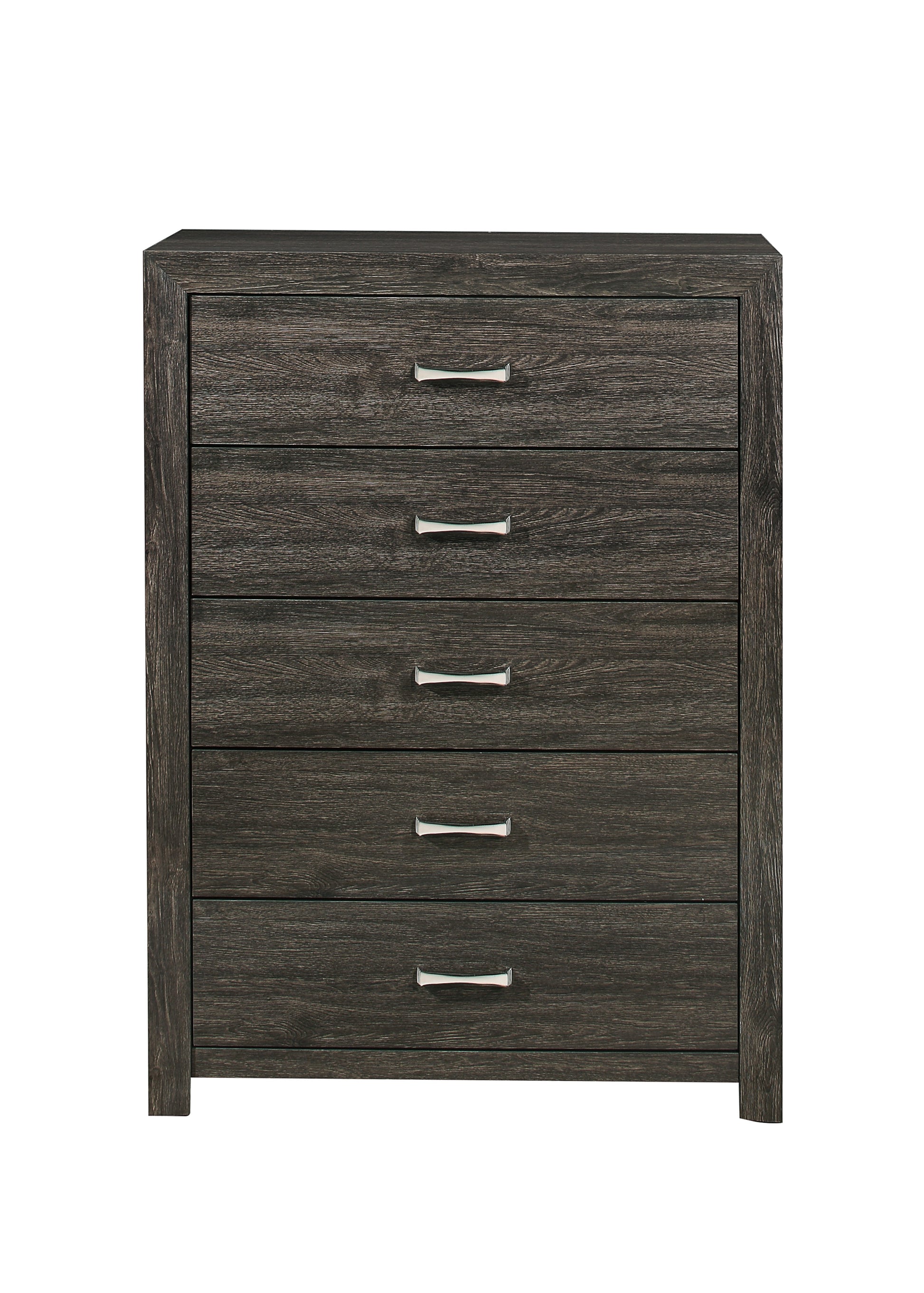 Dark Gray Finish Storage Drawers Chest 1Pc Chrome Tone Handles Contemporary Design Bedroom Furniture Dark Gray Bedroom Contemporary Wood