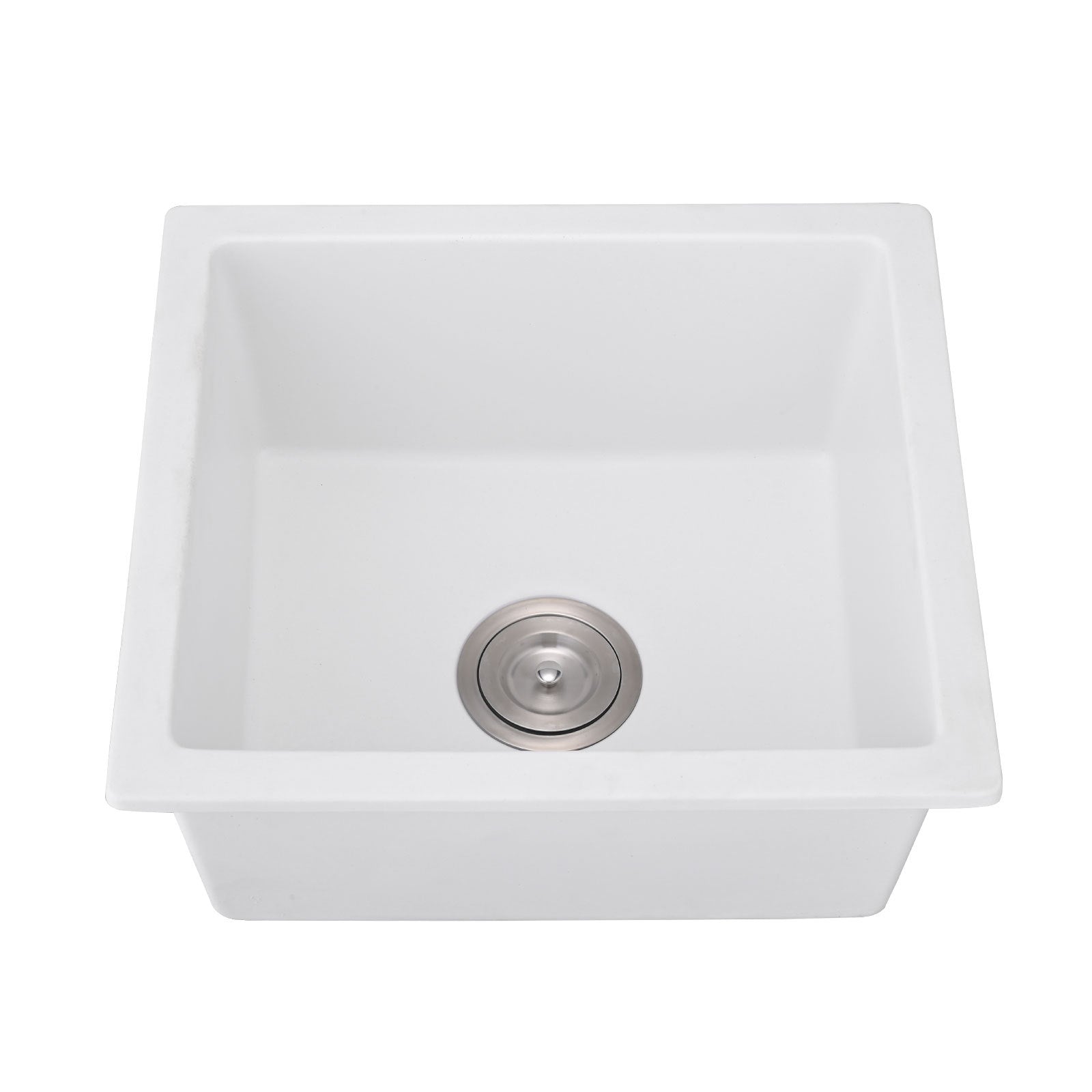 Quartz 18" L X 16" W Undermount Bar Sink With Grid And Strainer White Quartz