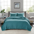 3 Piece Quilt Set Teal King Cal King King Teal Microfiber