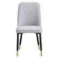 Modern Minimalist Dining Table. White Imitation Marble Pattern Sintered Stone Desktop With Black Metal Legs.Modern Dining Chair With Pu Artificial Leather Backrest Cushion And Black Metal Legs.F 001 Black Gold Sintered Stone