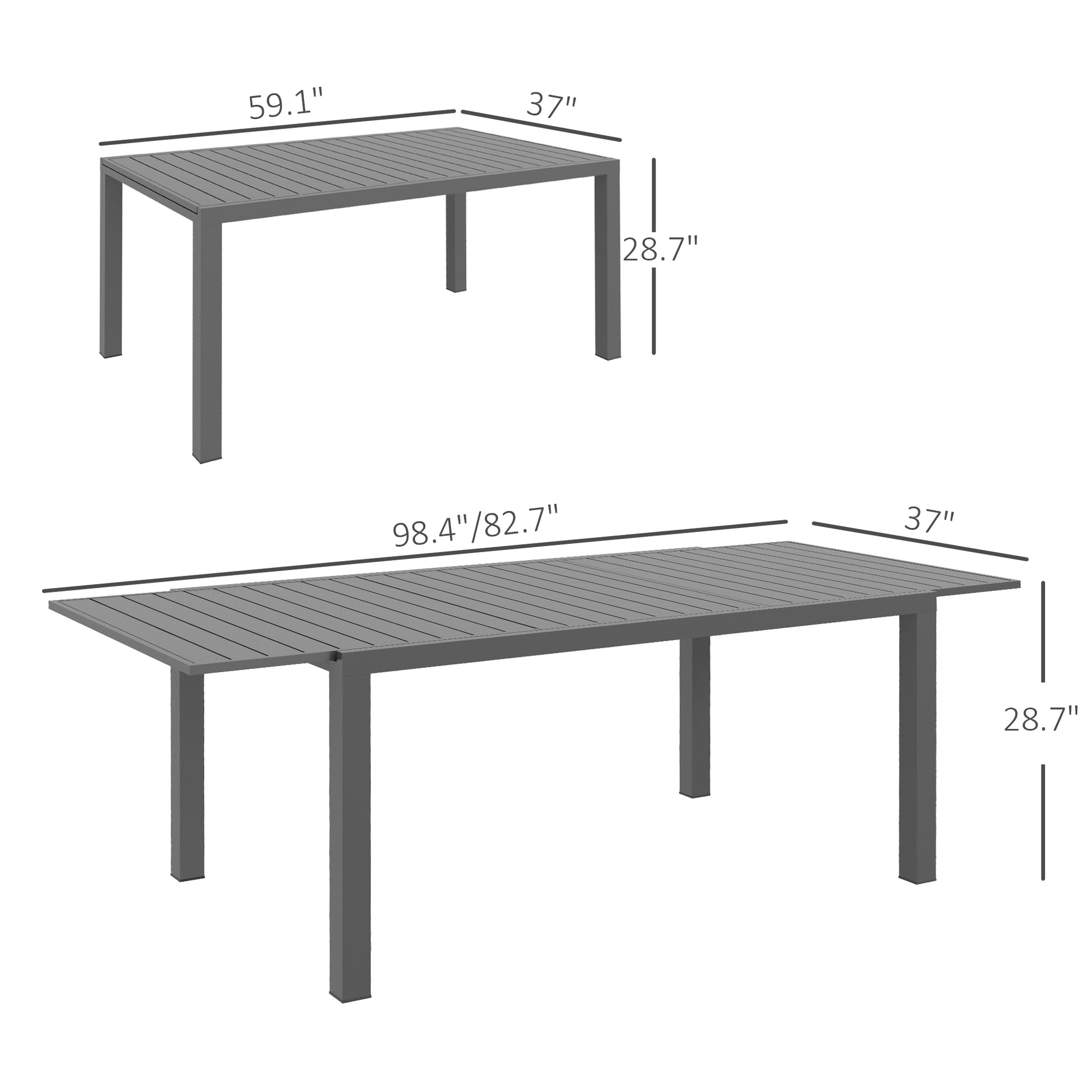 Outsunny Expandable Patio Table, Rectangle Patio