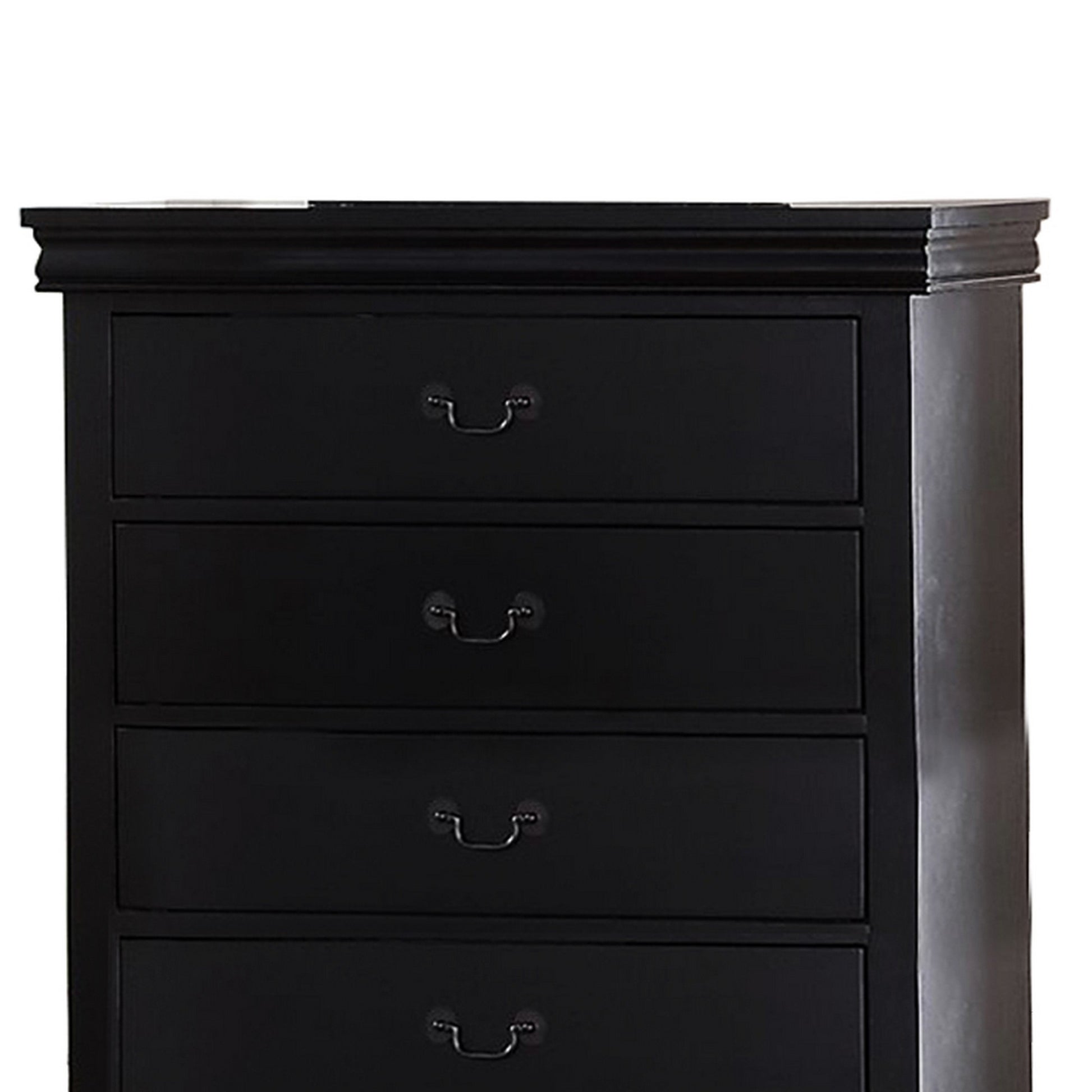 Smartly Groomed Pine Wood, Plywood & Birch Veneer Chest, Black Black Wood