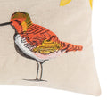 Vira 20 Inch Throw Pillow, Hand Embroidered Shorebirds, Canvas And Linen Multicolor Polyester