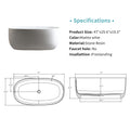 47'' Independent Solid Surface Resin Stone Bathtub, A Modern Designed Independent Bathtub With Pop Up Drainage And Overflowsuitable For Small Households Matte White Oval Bathroom Freestanding Tubs Matte Less Than 59 In Soaking Center Solid Surface