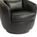 Upholstered Swivel Barrel Armchair With Storage Modern Living Room Side Chair For Bedroom Office Reading Spaces Pu Black Black Foam Upholstered