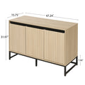 Carved 3 Door Sideboard With Led, Buffet Cabinet Storage Cabinet Modern Coffee Bar Cabinet With Adjustable Shelf For Living Room,Diningroom,Kitchen Natural Modern Particle Board