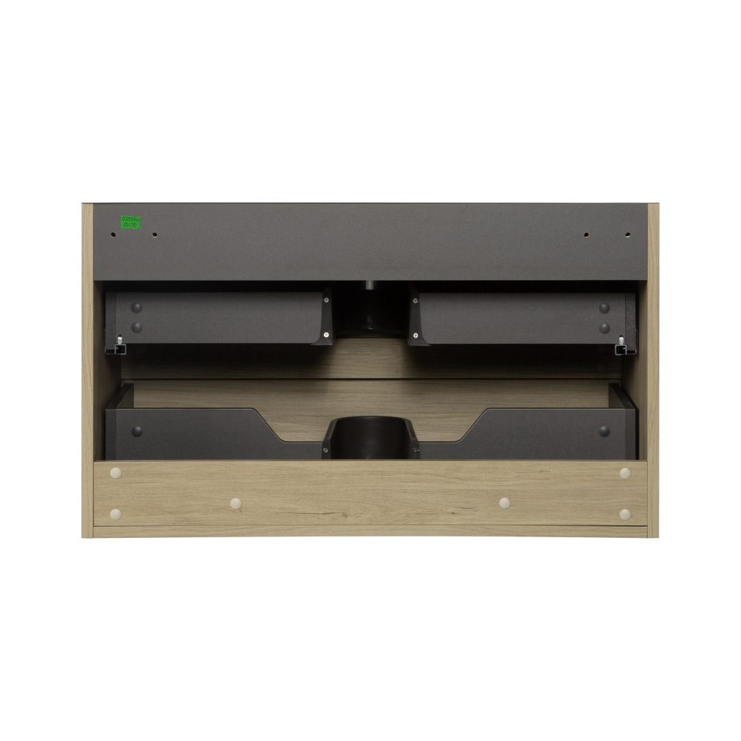 36'' Vanity Base Only, Wall Mounted Bathroom Vanity Only In Natural Wood, No Countertop Included, 24V22Wh 36V Natural Wood Melamine