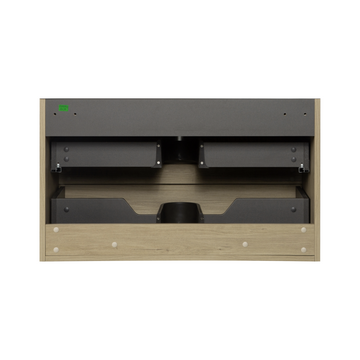 36'' Vanity Base Only, Wall Mounted Bathroom Vanity Only In Natural Wood, No Countertop Included, 24V22Wh 36V Natural Wood Melamine