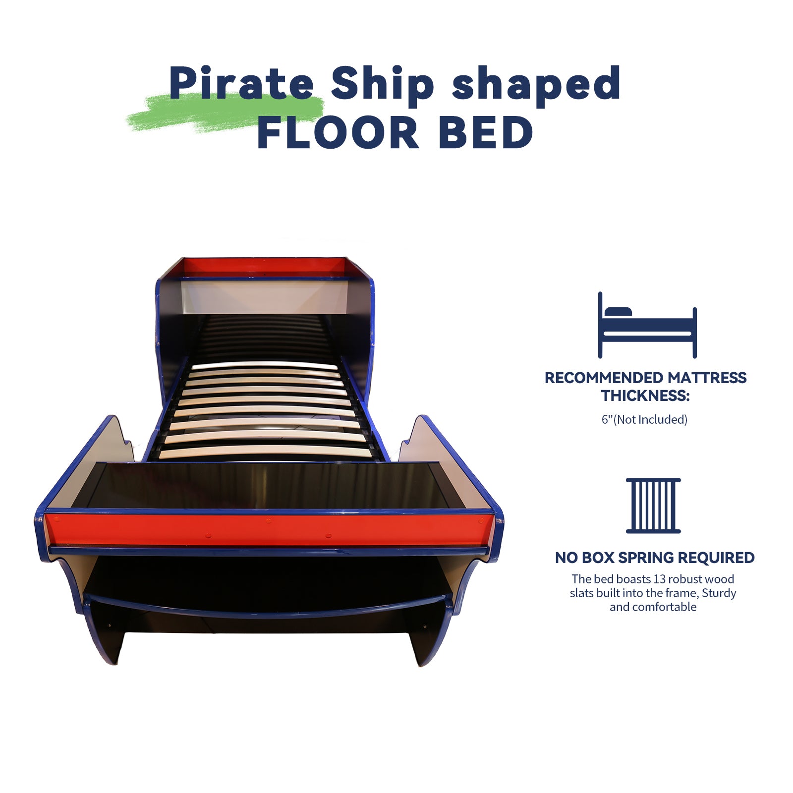 Pirate Bed Twin Blue Mdf