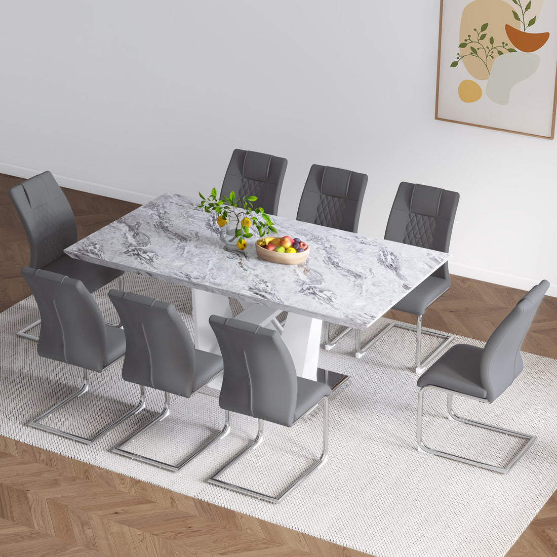 Table And Chair Set: 1 Table Vv 8 Grey 001 Chairs. Grey Mdf