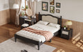 3 Pieces Bedroom Set With Queen Size Wooden Bed Frame, 1 Vintage Nightstand And 1 Makeup Vanity Set With Stool,Black Queen Black 3 Piece Set Wood