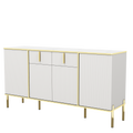 Four Doors And Two Drawers,Modern Sideboard Buffet Cabinet Storage Cabinet For Living Room,Kitchen,Dining Room,Hallway,White White White Dining Room Modern Drawers Included Mdf,Particle Board